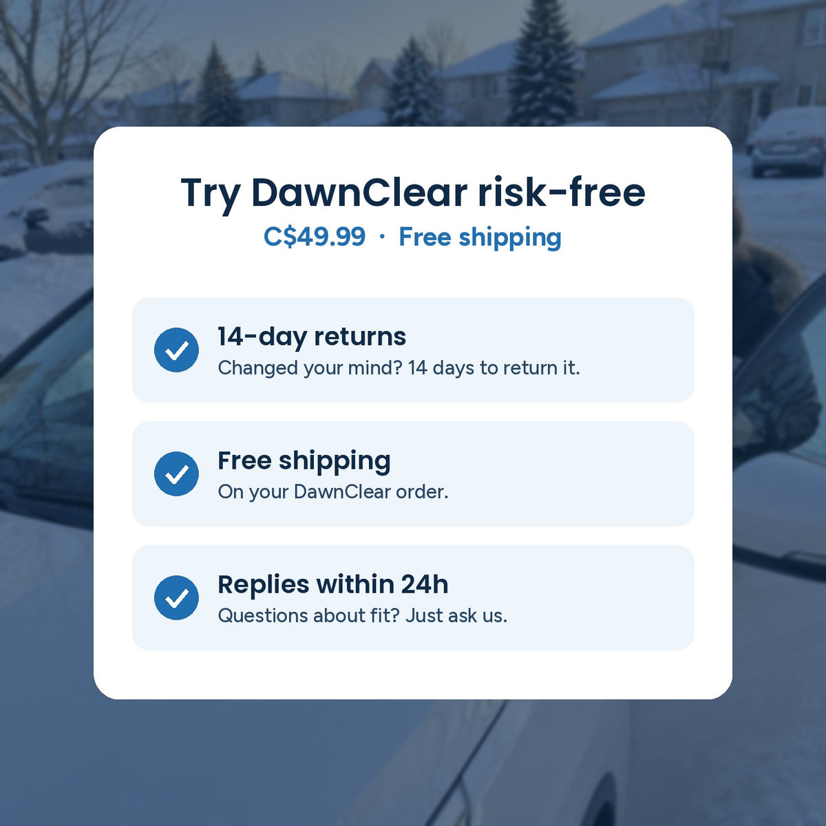 Try DawnClear™ risk-free: C$49.99, free shipping, 14-day returns, replies within 24 hours
