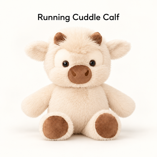Fluffy cream running highland calf plush
