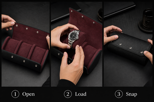 ChronoRoll Noir Black-Red three steps Open Load Snap
