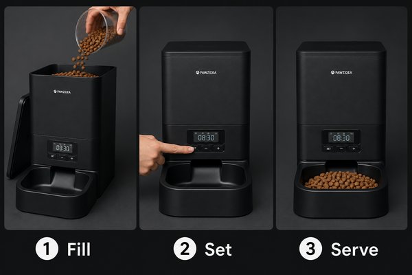 PawPort Midnight Black three steps Fill Set Serve