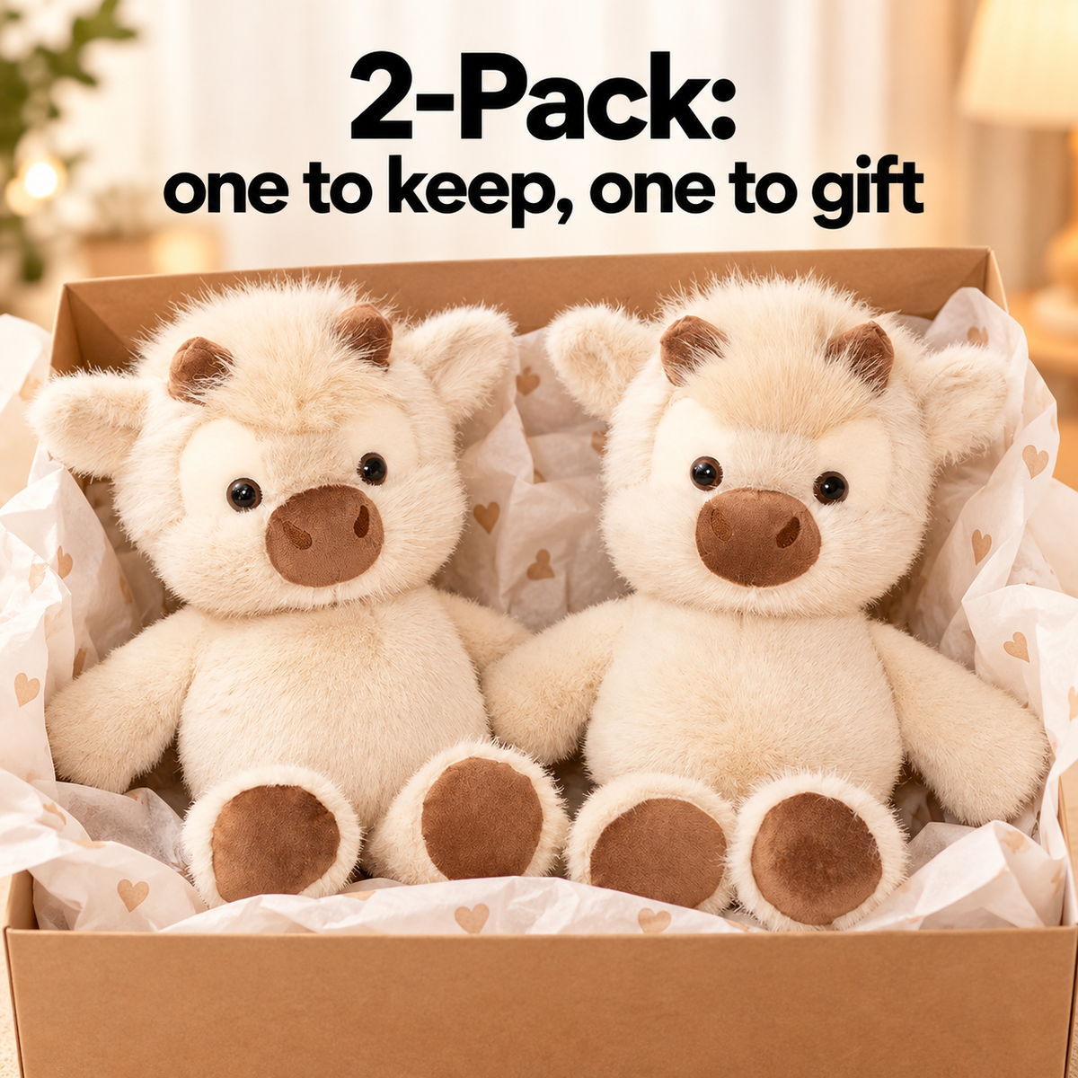 Cream highland calf plush as a gift