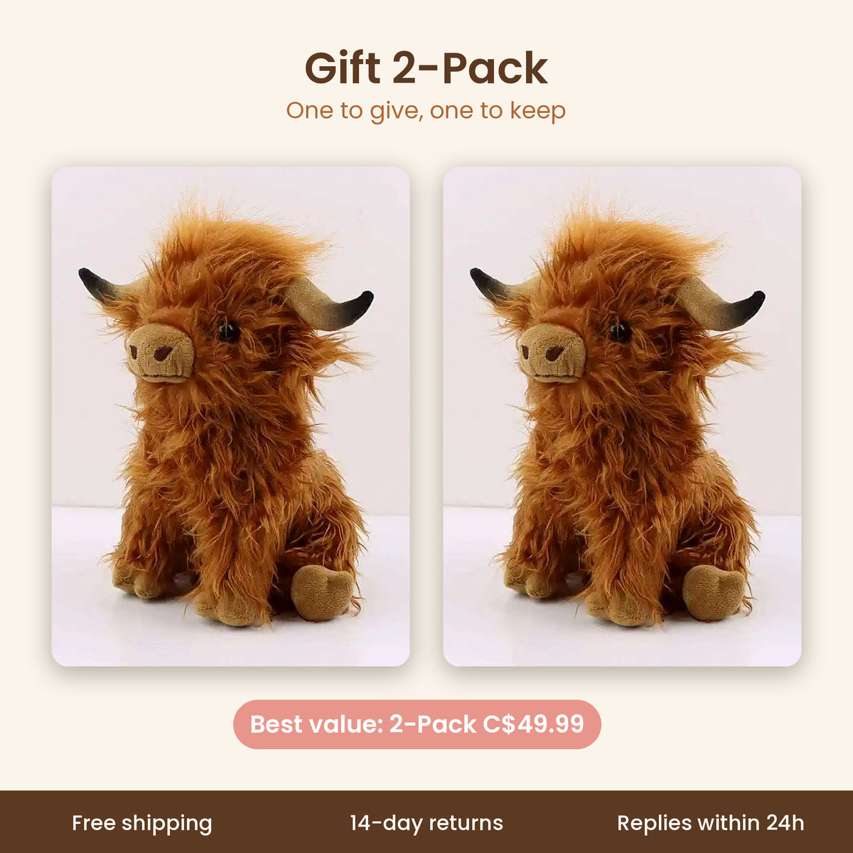 Highland Cuddle Cow gift 2-Pack