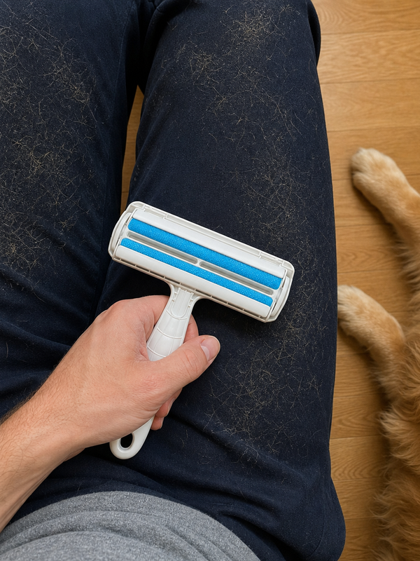 PetFur Pro™ pet hair roller in use at home