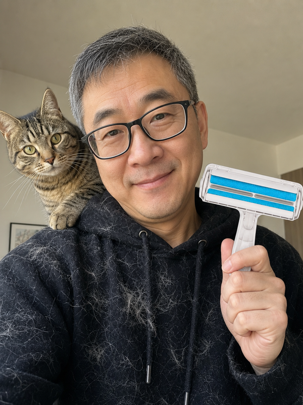 PetFur Pro™ pet hair roller in use at home